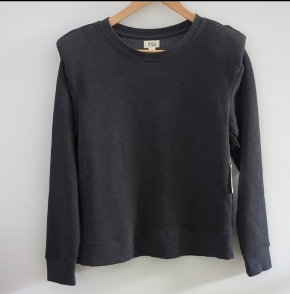 A.N.A | Woman's Dark Grey Padded Shoulder Fleece Lined  Sweater